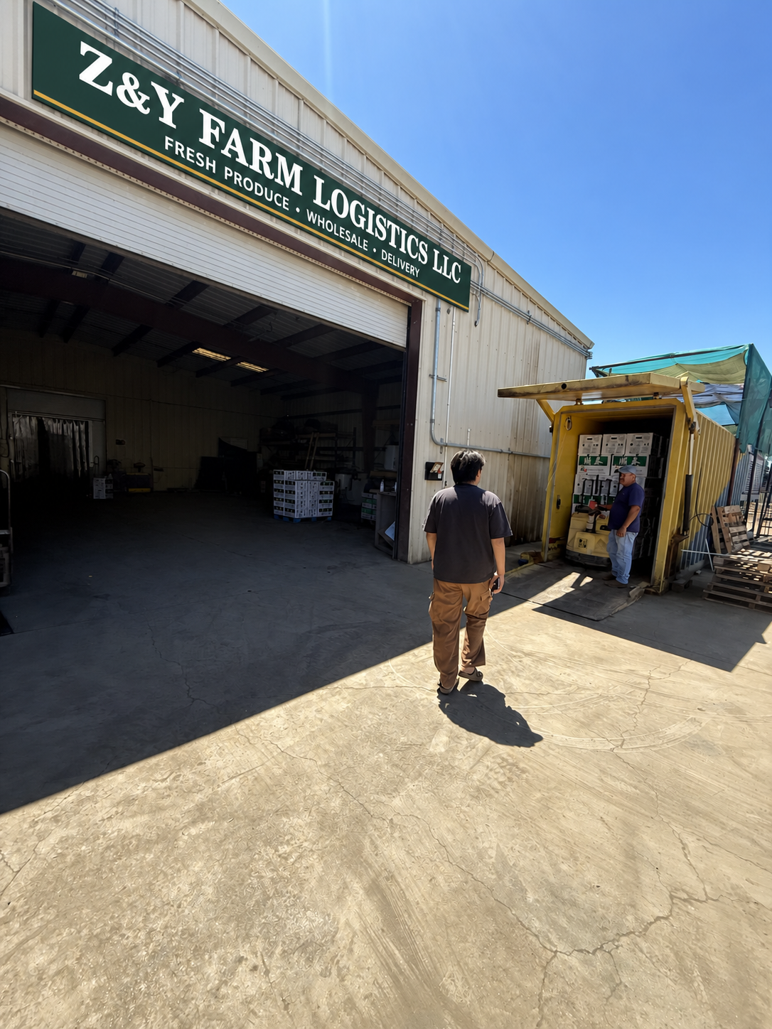Z&Y Farm Logistics warehouse signage concept
